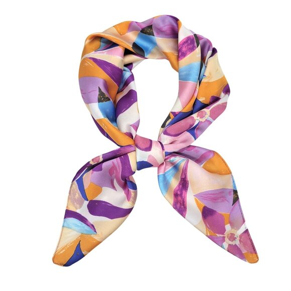 ⭐New Elegant Silky Scarf Bandana Handkerchief  Luxury Soft Accessory Floral Pink - Picture 3 of 6